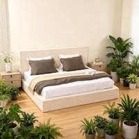 Ensemble de meubles de chambre à coucher de luxe, lit king size, lit plateforme de style japonais, lit confortable adapté aux enfants et aux adultes