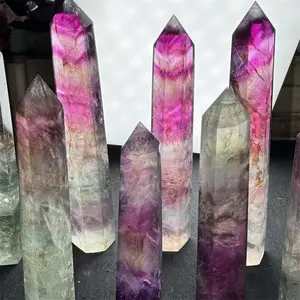 Commercio all'ingrosso cristalli naturali Fengshui pietre curative di cristallo anguria fluorite punto towr per Souvenir