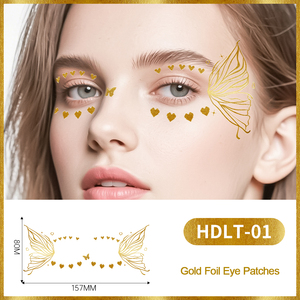 Commercio all'ingrosso temporaneo oro adesivi occhio di <span class=keywords><strong>farfalla</strong></span> anallergico faccia gemme personalizzabili disegni del tatuaggio alla rinfusa per le feste - Product Image 2
