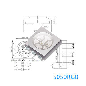 5050 rgb הוביל דיודה סמרד הוביל שבב עם שבב עם Rgbww צהוב 0.1 כוח 3v-9v מגוון 0.5w-1w שטף הארה lm - Product Image 5