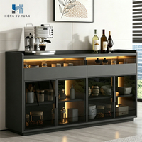 Meuble de bar à café moderne avec éclairage LED, buffet avec porte en verre, grand meuble de rangement pour salle à manger et cuisine