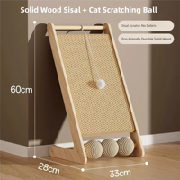 Griffoir vertical moderne et élégant en bois massif pour chat, hauteur réglable, résistant à l'usure, sans copeaux, avec cadre d'escalade en chanvre en forme d'épée