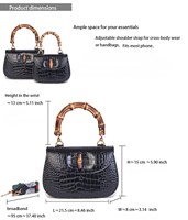 Sac fourre-tout personnalisable de luxe, design vintage, élégant et décontracté, avec poignée en bambou, en cuir véritable, imperméable, léger, pour femme