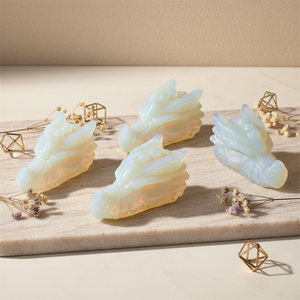 <span class=keywords><strong>Cabeza</strong></span> <span class=keywords><strong>de</strong></span> Dragón Tallada a Mano en Ópalo, Cristal Pulido Blanco, Estatua <span class=keywords><strong>de</strong></span> Ópalo para Decoración del Hogar y Regalos - Product Image 3