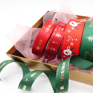 Colorido barato huellas árbol de Navidad tejer grogrén (ligamento tafetán <span class=keywords><strong>cinta</strong></span> para celebrar la Navidad - Product Image 4