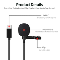 Mikrofon Lavalier Kerah Clip-on 1.5m 3.5mm Tipe C Usb Berkabel Mikrofon Lavalier Kerah untuk Ponsel Harga Terbaik
