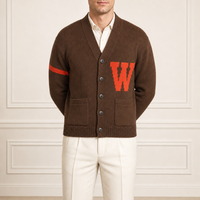 Cardigan tricoté pour homme avec logo personnalisé, boutons sportifs, imprimé, décontracté, anti-rétrécissement, séchage rapide, respirant, col en V