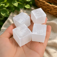 Cube de sélénite blanc naturel poli, bloc de cristal de quartz, spécimen minéral pour les rituels de guérison et la décoration intérieure