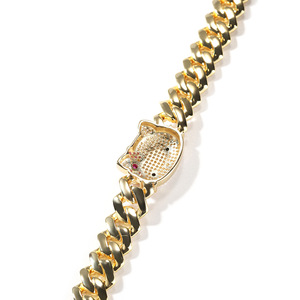 13mm <strong>Hello</strong> <strong>Kitty</strong> Cuban Link Necklace Fashionable Gold Plated Brass With 5A CZ Zircon For Anniversary Celebrations For Women Men