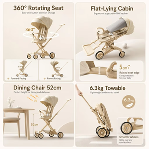 <span class=keywords><strong>Porte</strong></span>-bébé pliant Chaise à pousser avec plaque à manger Rotation du siège à 360 ° Cadre en acier léger Poussette pour <span class=keywords><strong>nouveau</strong></span>-<span class=keywords><strong>né</strong></span> Landau - Product Image 2