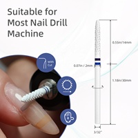 HYTOOS Embouts de ponceuse à ongles en céramique composite de 2 mm pour nettoyage sous les ongles, haute dureté, blanc, embout professionnel pour ponceuse électrique, pour nettoyage des cuticules et élimination du gel