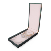 FADELI PACKING - Vente en gros de boîtes à bijoux 3 en 1, grande boîte à colliers en cuir PU vert foncé, boîte de rangement pour bijoux