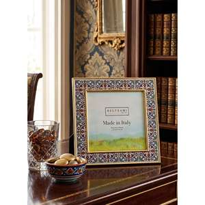 Beltrami Photo <b>Frame</b> Enamel Agrigento Gold 4x4 Inch Real Silver Plated Made in Italy - Product Image 2