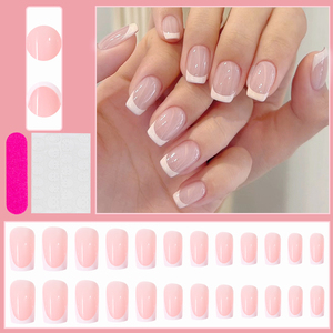 24 <span class=keywords><strong>Uñas</strong></span> Postizas <span class=keywords><strong>Blancas</strong></span> Degradadas, Cortas, <span class=keywords><strong>Cuadradas</strong></span>, Estilo Ballet, Simples, <span class=keywords><strong>Uñas</strong></span> Falsas a Presión, <span class=keywords><strong>Uñas</strong></span> Desnudas Usables, Arte <span class=keywords><strong>de</strong></span> <span class=keywords><strong>Uñas</strong></span>, Cobertura Completa, Puntas <span class=keywords><strong>de</strong></span> Manicura - Product Image 6