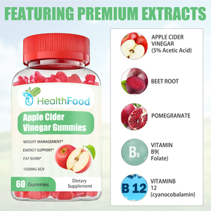 Wholesale Apple Cider Vinegar Gummies with Apple Cider Vinegar Helps Manage Weight Supports Natural Energy Health Gummies - Product Image 4