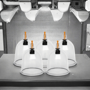 Ensemble de ventouses en plastique transparent, 5 pièces, avec valve orange, pour soulager les douleurs dorsales - Product Image 2