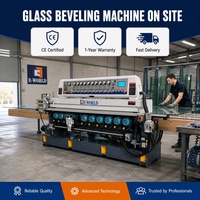 Machine à bordurer le verre à 9 moteurs, machine automatique de meulage et de polissage du verre en ligne droite pour usine de verre de construction