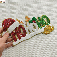 Patch thermocollant en chenille à sequins Santa Baby Ho Ho Ho Joyeux Noël, applique personnalisée pour sweats à capuche et vêtements