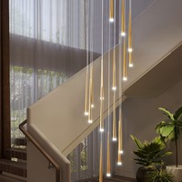 Lustre moderne de luxe pour escalier, plafond, salle à manger, salon, hôtel, en or, avec LED, pour la décoration intérieure