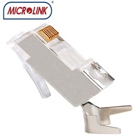 Connecteur blindé RJ45 STP Cat7 MICROLINK 50u plaqué or, traversant, 8p8c, fiche modulaire / Certifié CE