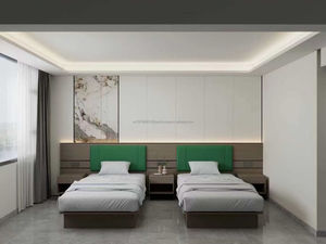 Ensemble de meubles de chambre à coucher pour hôtel 3 étoiles moderne à prix abordable, suite complète avec lit king-size, table de chevet, armoire, bureau et meuble TV - Product Image 4