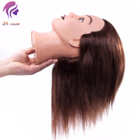 Tête de mannequin en silicone professionnelle avec cheveux Remy pour la formation des coiffeurs, tête de mannequin d'entraînement, logo personnalisé