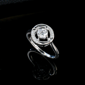 Women's Cultivated Diamond <b>Ring</b> S925 Silver Rhodium Plated Brilliant Cut Hollow Design Proposal Engagement Shiny Clean - Product Image 1
