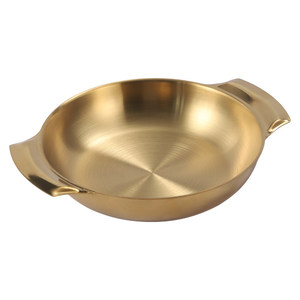 Assiette creuse en acier inoxydable 304 dorée à double anse pour servir les aliments - Product Image 4
