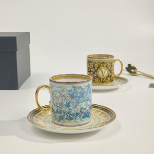 Mug à café en céramique design avec motif floral, ensemble de thé de l'après-midi exquis, tasse à latte rétro pour le café - Product Image 5