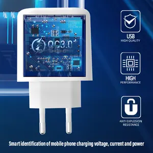 2023 chargeur domestique de vente chaude 18w QC3.0 charge rapide avec indicateur de charge pour chargeur de téléphone portable