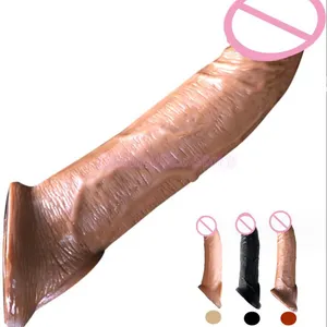 Reusable Penis Sleeve Extender Realistic Penis Condom Silicone Extension Sex Toy for Men Cock Enlarger Condom Sheath Delay