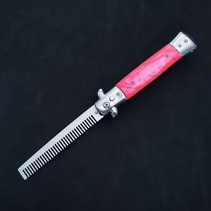 Cuchillo de bolsillo tipo navaja con peine, cepillo para el cabello y botón de apertura automático - Product Image 5