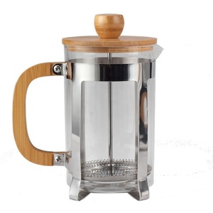 Prensa Francesa de Vidrio de Borosilicato con Capacidad de 0.8L, Carcasa de Acero Inoxidable, Tapa y Asa de Madera - Product Image 1