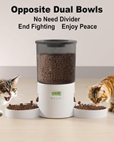 Dispensador de Comida para Gatos con Temporizador Doble, 4.2L, Tazón Anti-Fatiga, Respaldo DC, Comida Equilibrada, Alimentador Automático para 2 Gatos