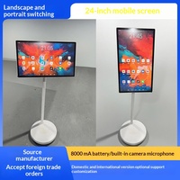 Mesin Proyeksi Portabel Layar Sentuh 24 Inch Mobile Bestie Machine, TV Gratis, Streaming Langsung, Baterai 8000MA, Hitam/Putih