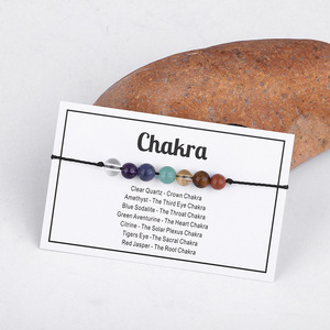 Mode Femmes Naturel 7 Chakra Pierre Cristal Rose Quartz Améthyste Perle Bracelets avec Cartes <span class=keywords><strong>Yoga</strong></span> Méditation Anxiété Bracelet - Product Image 1