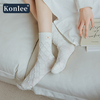 Chaussettes pour filles Konlee OEM Meias Infantis, nouveau style, broderie, couleur blanche, chaussettes à motif personnalisé, chaussettes pour femmes