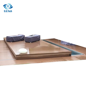 Cubierta de piscina deslizante de diseño personalizado de gama alta con tierra móvil para mesas y sillas, marco de acero inoxidable, manual y automático - Product Image 3