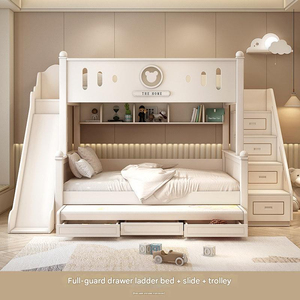 Cama litera moderna de madera DK Board-Wood para niñas, con diseño de princesa, doble, alta y baja, ecológica, cómoda, con tapicería de poliéster, cama para niños - Product Image 3