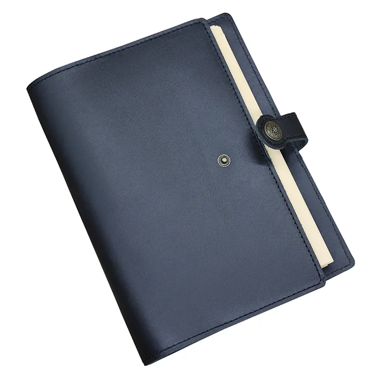 Suministros de papelería de fábrica, diario de cuero genuino de capa superior Vintage, cuaderno de viaje con botón