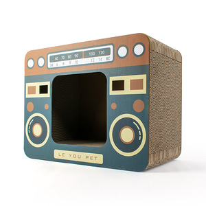 TV shape large vertical wall folding corrugated board cat scratch house