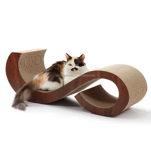 Cama de gato de papel ondulado em forma de S para móveis de interior popular