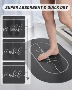 Super Water Soft Absorbent Floor Mat Diatomite Bathroom Foot Mats Rug Fast Drying Bath Mat