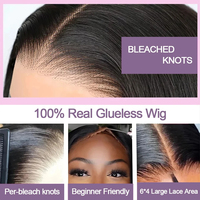 Pelucas de Cabello Humano Largo y Liso, Pelucas con Frente de Encaje Transparente HD 13x4, Cabello Humano Liso y Sedoso Pre-Arrancado con Cabello de Bebé