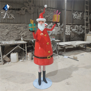 Installation de Noël-Statue <span class=keywords><strong>du</strong></span> Père Noël en fibre de verre Cadeaux colorés Ribboned Storefront Affiche des spots photo de vacances - Product Image 1