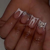 Ongles d'orteils en acrylique faits à la main, courts et évasés, en forme de pattes de canard, à presser, pour pédicure estivale, vente directe usine