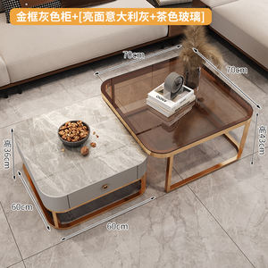 Mesa de Centro Extensible de Lujo <span class=keywords><strong>2025</strong></span>, Moderna, de Acero Inoxidable y Vidrio, con Tapa de Mármol, Estilo Cuadrado, Juego de Sala de Estar - Product Image 6
