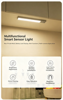 Lampu Strip LED Magnetik Ultra Tipis, Sensor Gerak PIR Pintar, Lampu Malam Kabinet Anggur yang Dapat Diisi Ulang