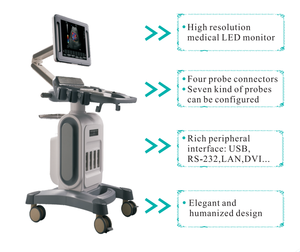 Ecógrafo Doppler Color GCT-68S con Carro, Escáner Médico Hospitalario para Abdomen, Obstetricia/Ginecología, Cardiología, Vascular y Órganos Pequeños - Product Image 2