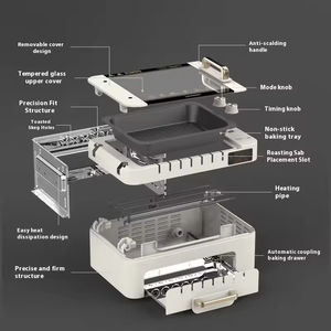 Machine de barbecue électrique <span class=keywords><strong>sans</strong></span> <span class=keywords><strong>fumée</strong></span> rotative automatique à 360 ° 1000W chauffant la machine de barbecue multifonctionnelle - Product Image 5